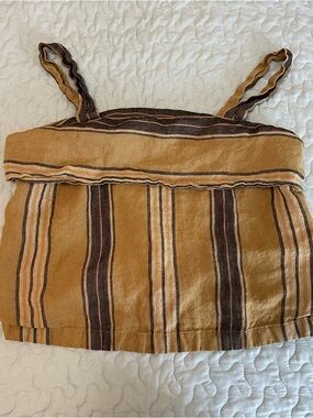 Banana Republic Striped Cropped Linen Women’s Tank Top